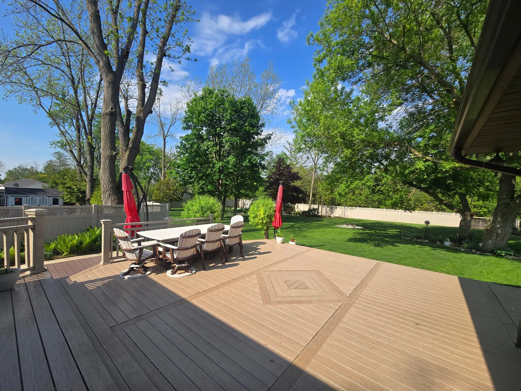 The back deck and garden at Carol's home practice in Petrolia, where clients are welcome to wander before sessions